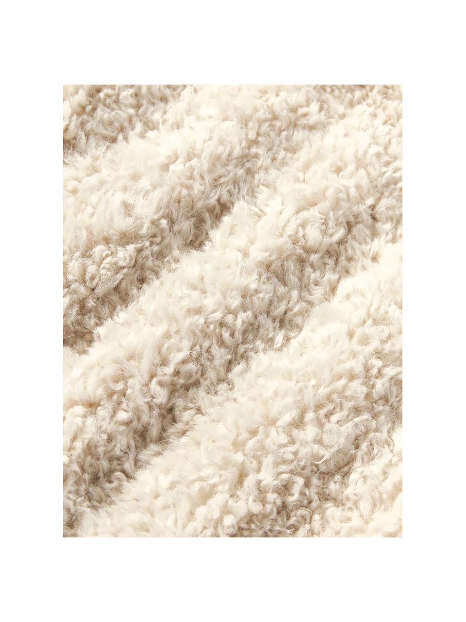 Coussin décoratif long en tissu peluche Dotty, Blanc crème, larg. 30 x long. 115 cm