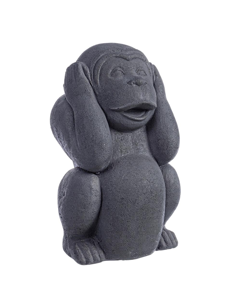 Deko-Objekt Monkey aus Beton, Beton, beschichtet, Nichts-Böses-Hören-Affe, B 22 x H 36 cm