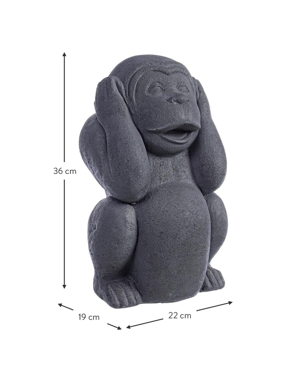 Objet décoratif béton Monkey, Béton, enduit, N'écoutez aucun singe maléfique, larg. 22 x haut. 36 cm