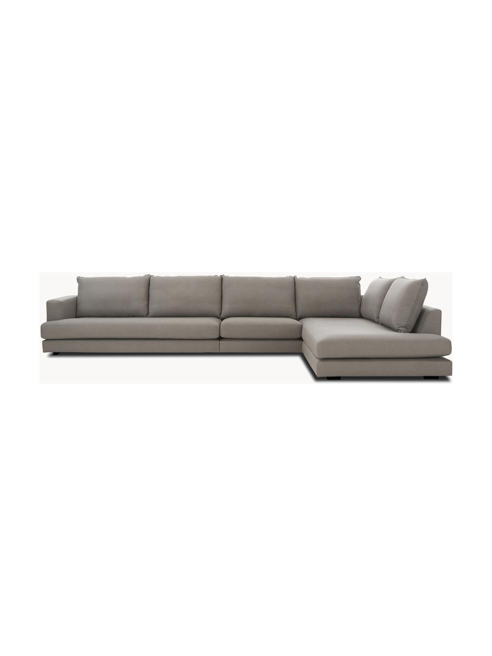 Canapé d'angle XL Tribeca, Tissu taupe, larg. 405 x prof. 228 cm, méridienne à droite