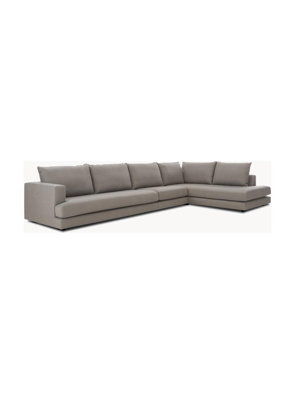 Canapé d'angle XL Tribeca, Tissu taupe, larg. 405 x prof. 228 cm, méridienne à droite