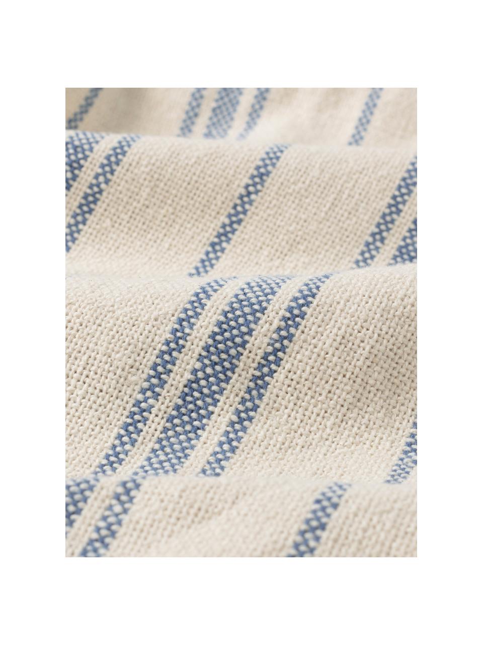 Copriletto in cotone a righe Capri, 100% cotone, Color crema, blu, Larg. 180 x Lung. 260 cm  (per letti da 140 x 200 cm)