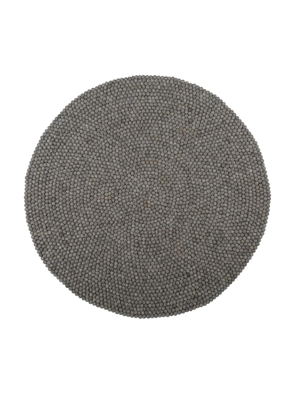 Rond wollen vloerkleed Dot, handgenaaid, Staalgrijs, Ø 90 cm (maat XS)