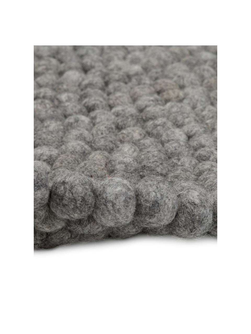 Tapis rond pure laine fait main Dot, Gris acier