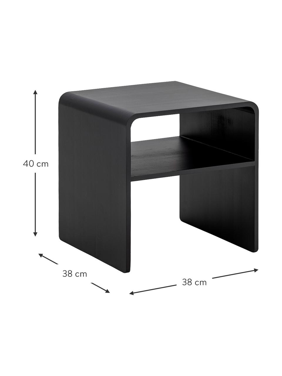 Odkládací stolek z akátového dřeva Hassel, Akátové dřevo, Černá, Š 38 cm, H 38 cm