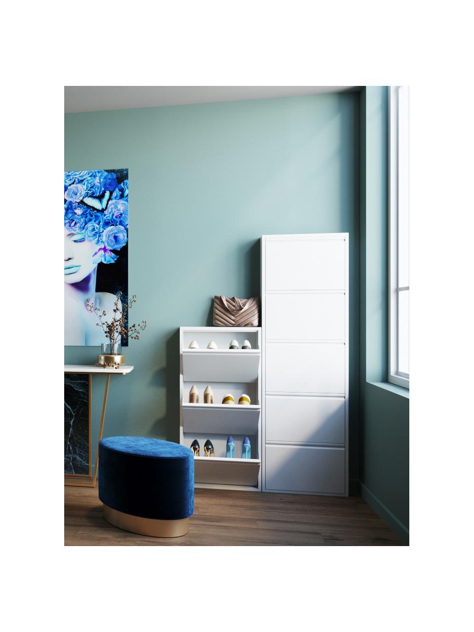 Ścienna szafka na buty z 3 przedziałami Caruso, Stal malowana proszkowo, Biały, S 50 x W 103 cm