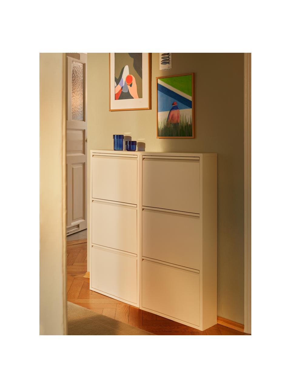 Zapatero de pared Caruso, puertas abatibles, Acero con pintura en polvo, Blanco, An 50 x Al 103 cm