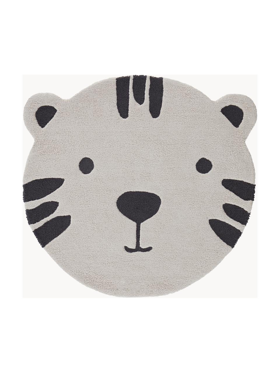 Tappeto rotondo in cotone con motivo a rilievo Sweetie, 100% cotone, Grigio chiaro, nero, Ø 85 cm (taglia XS)
