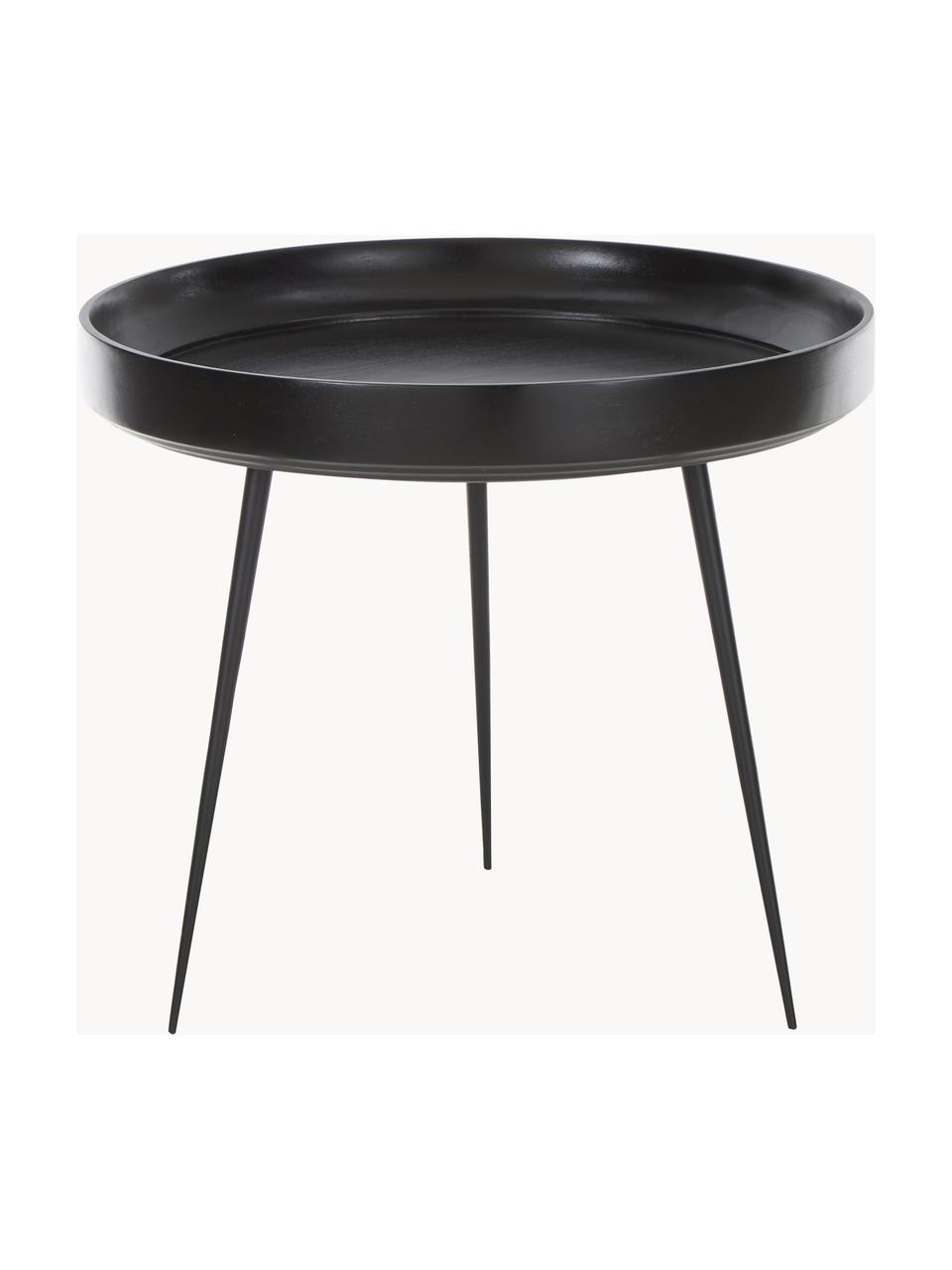 Mesa auxiliar Bowl Table, tablero de madera de mango, Tablero: madera de mango, teñida y, Patas: acero, pintura en polvo, Negro, Ø 53 x Al 46 cm