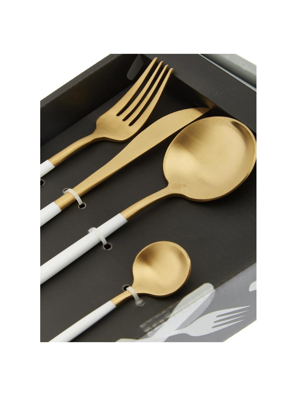 Set 6 posate color champagne opaco in acciaio inossidabile per 6 persone Faina 24 pz, Acciaio inossidabile 18/0 rivestito, Ottonato, nero, Set in varie misure