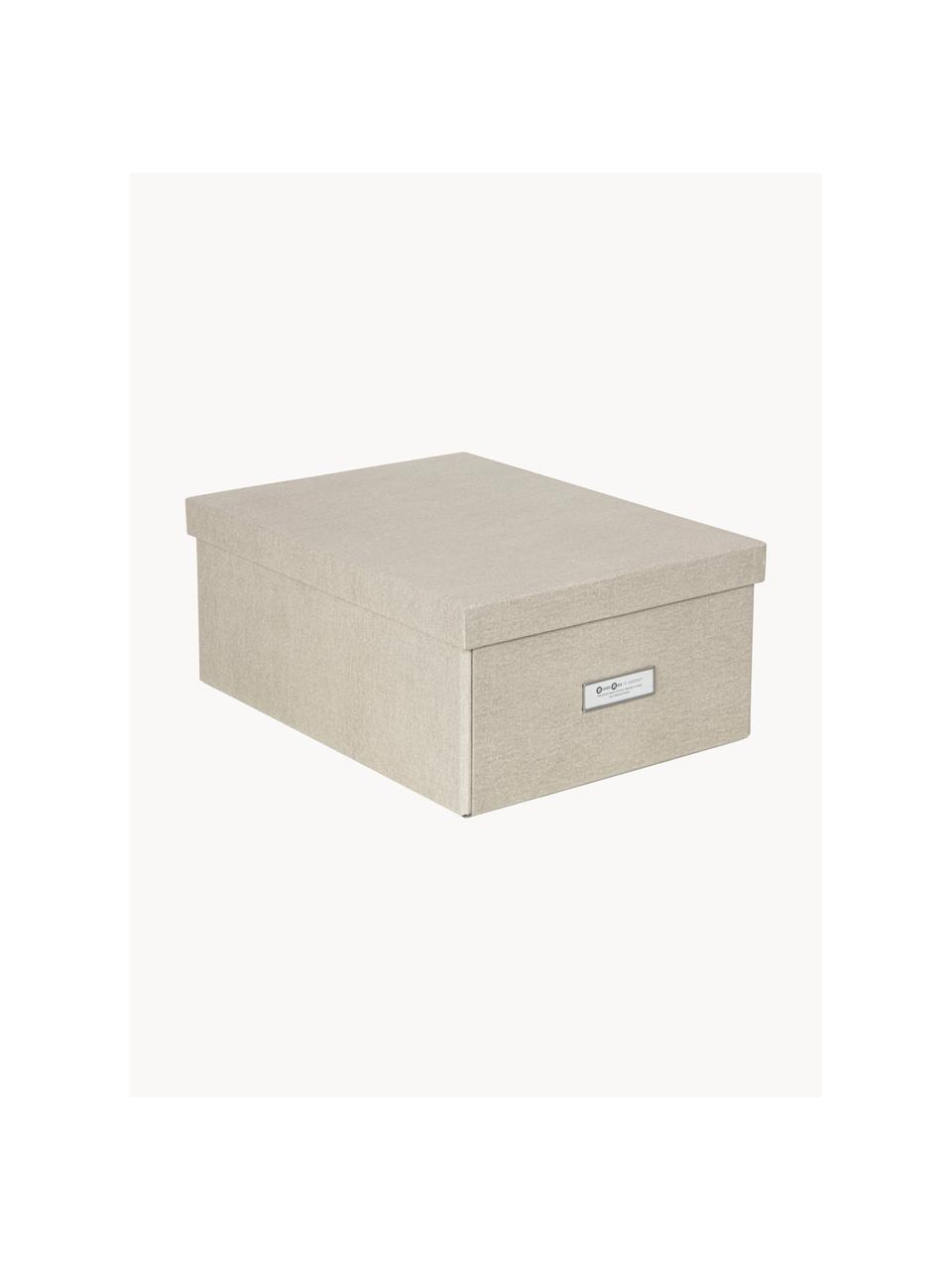 Skládací skladovací box Karin, 29 x H 39 cm, Plátno, pevný karton, Světle béžová, Š 29 cm, D 39 cm
