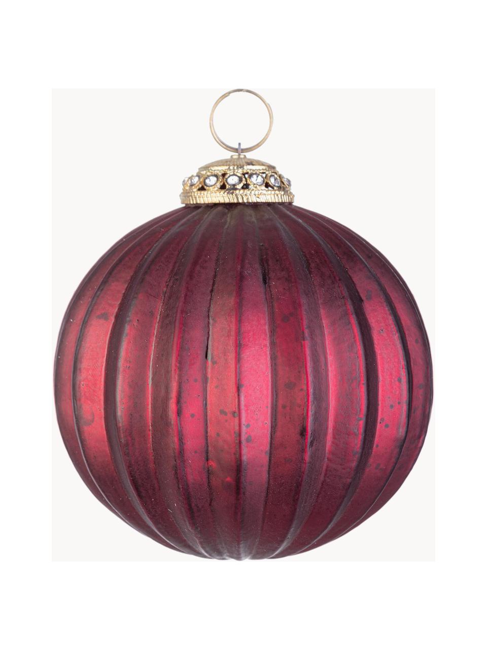 Palline albero di Natale Daring 4 pz, Vetro, Rosso vino, Ø 10 x Alt. 10 cm