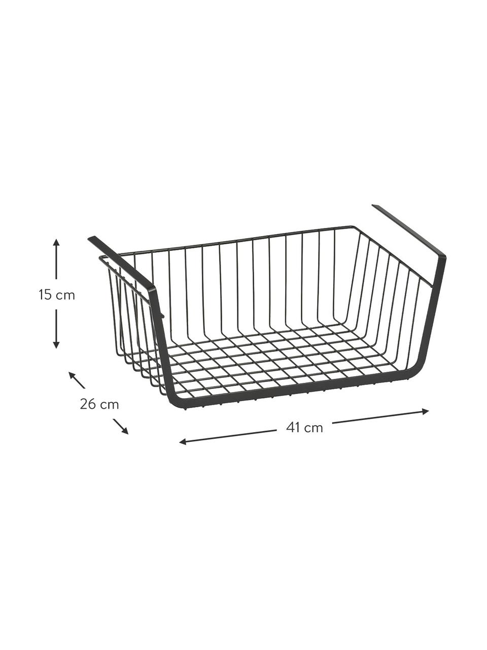 Panier sous étagère Jannis, Métal, enduit, Noir, larg. 41 x haut. 15 cm