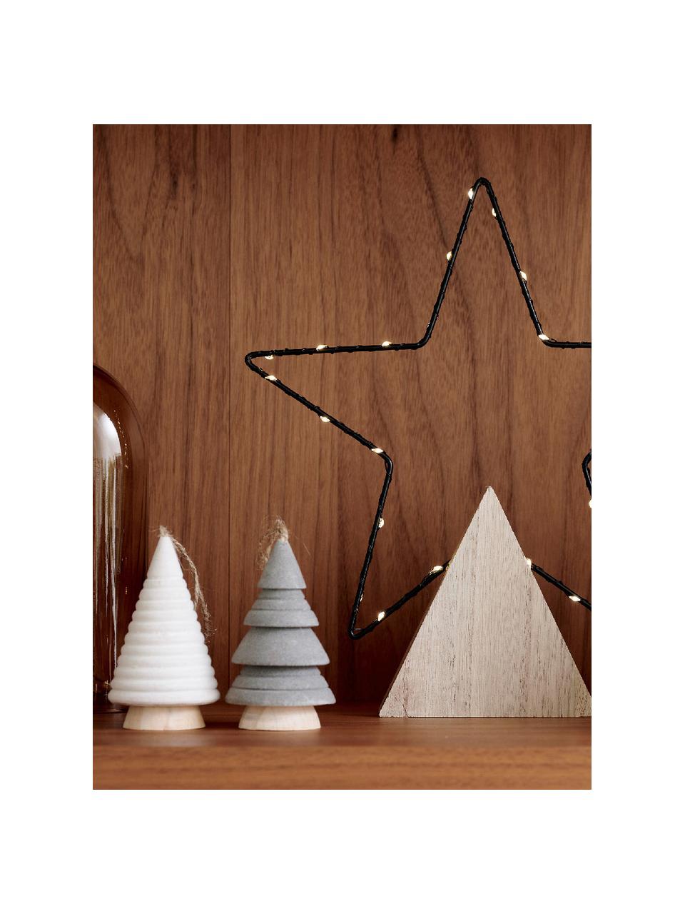 Adornos navideños pinos Maggie, 3 uds., Tablero de fibras de densidad media (MDF), Madera, gris, marrón, blanco crema, Ø 6 x Al 10 cm