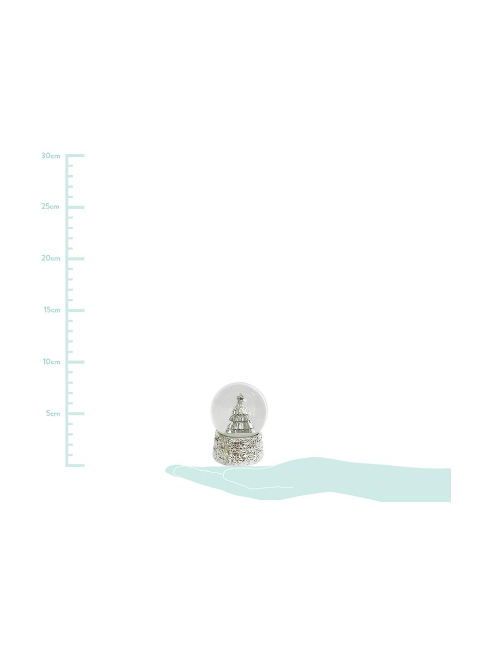 Sneeuwbol Serafina Tree, Stolp: glas, Voetstuk: polyresin, Zilverkleurig, Ø 7 x H 8 cm