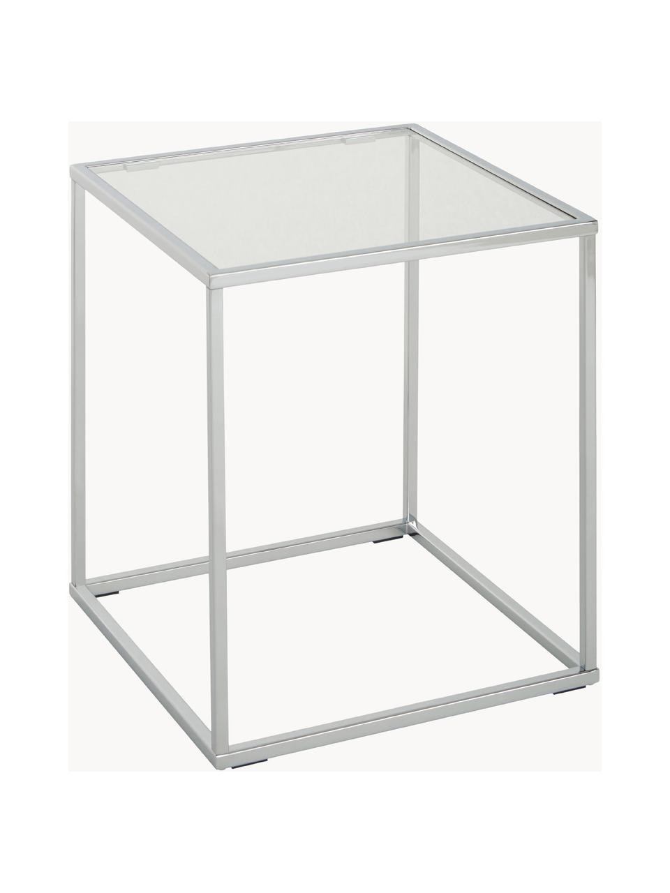 Table d'appoint avec plateau en verre Maya, Transparent, couleur chrome, larg. 45 x haut. 50 cm