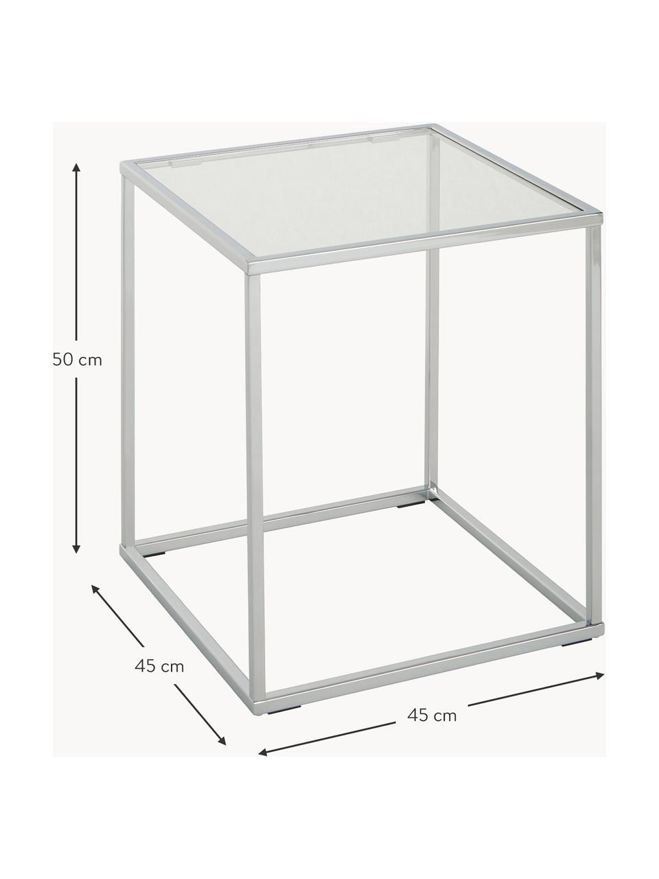 Beistelltisch Maya mit Glasplatte, Tischplatte: Sicherheitsglas, Gestell: Metall, verchromt, Transparent, Chromfarben, B 45 x H 50 cm