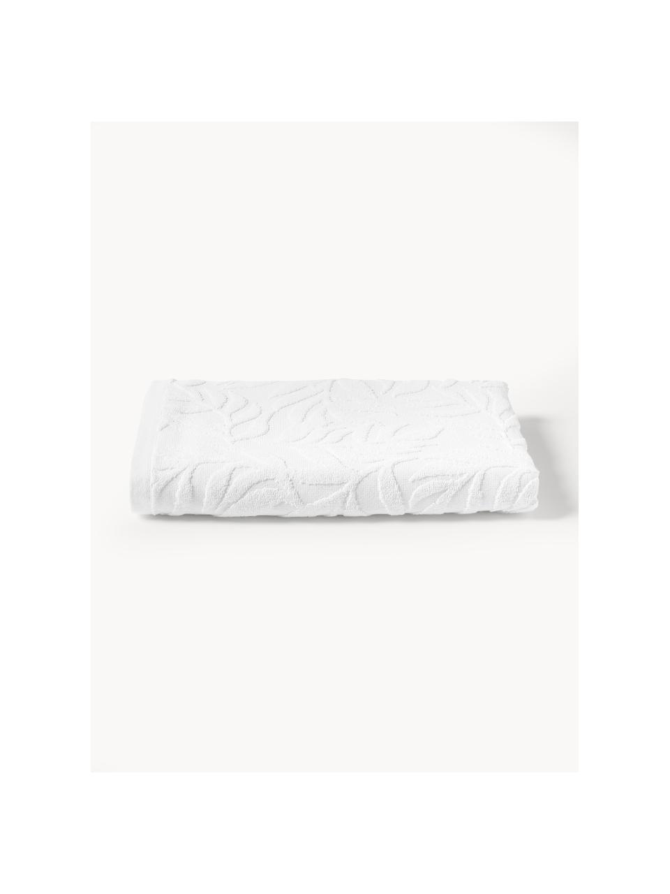 Serviette de toilette en coton Leaf, tailles variées, Blanc, Serviettes de toilette, larg. 50 x long. 100 cm, 2 pièces