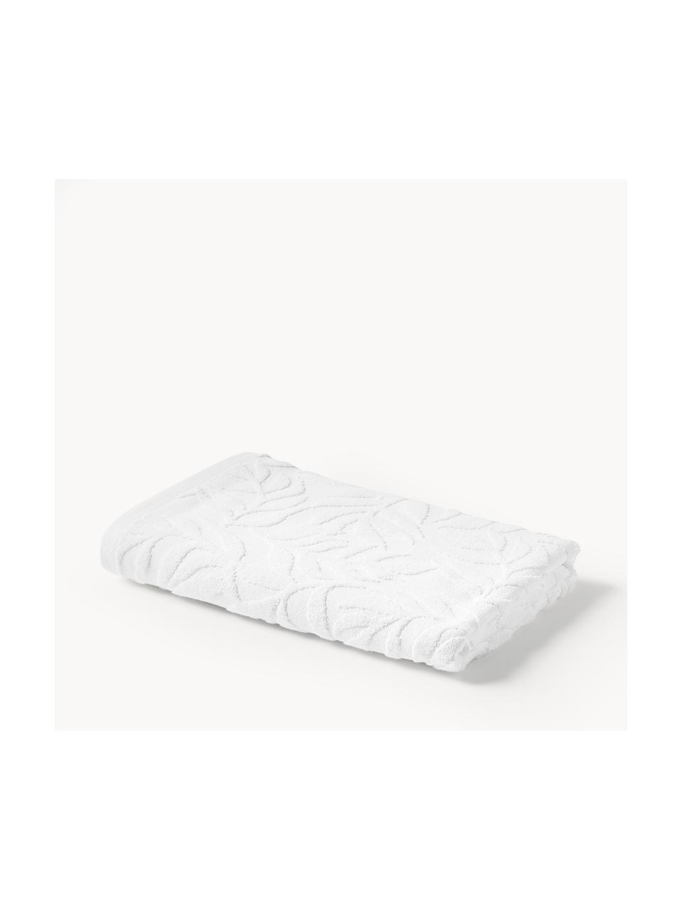 Serviette de toilette en coton Leaf, tailles variées, Blanc, Serviettes de toilette, larg. 50 x long. 100 cm, 2 pièces