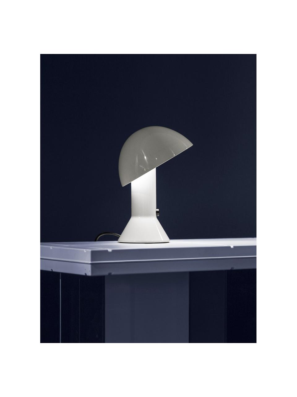 Kleine tafellamp Elmetto met verstelbare lampenkap, Kunststof, Wit, Ø 22 x H 28 cm