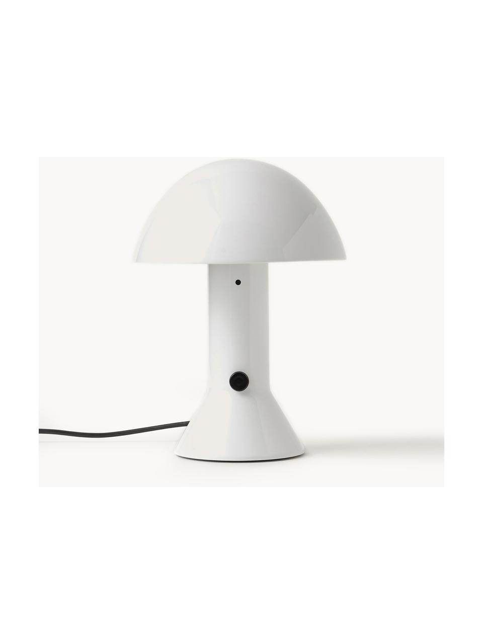 Kleine Tischlampe Elmetto mit verstellbarem Lampenschirm, Kunststoff, Weiß, Ø 22 x H 28 cm