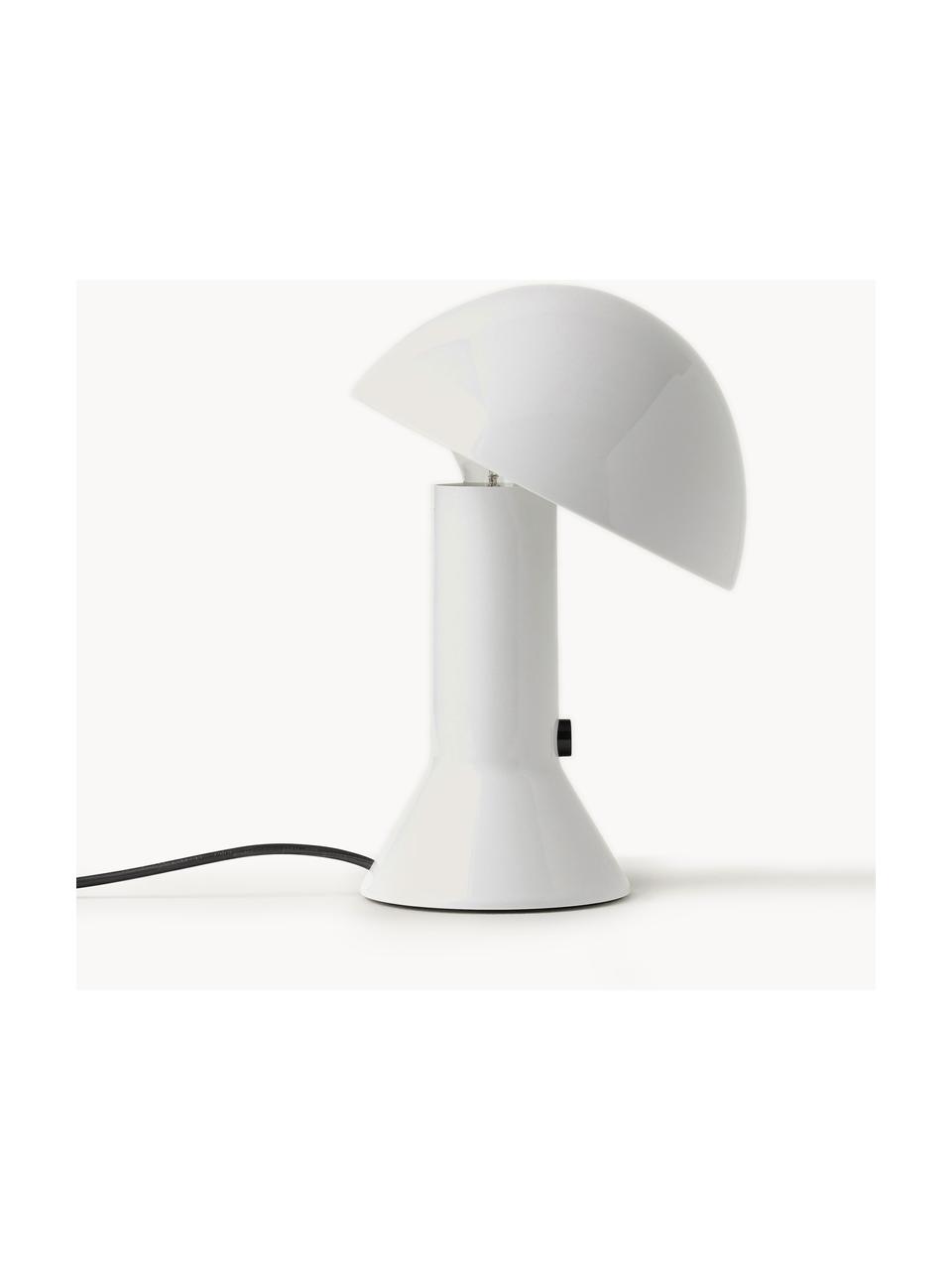 Kleine tafellamp Elmetto met verstelbare lampenkap, Kunststof, Wit, Ø 22 x H 28 cm