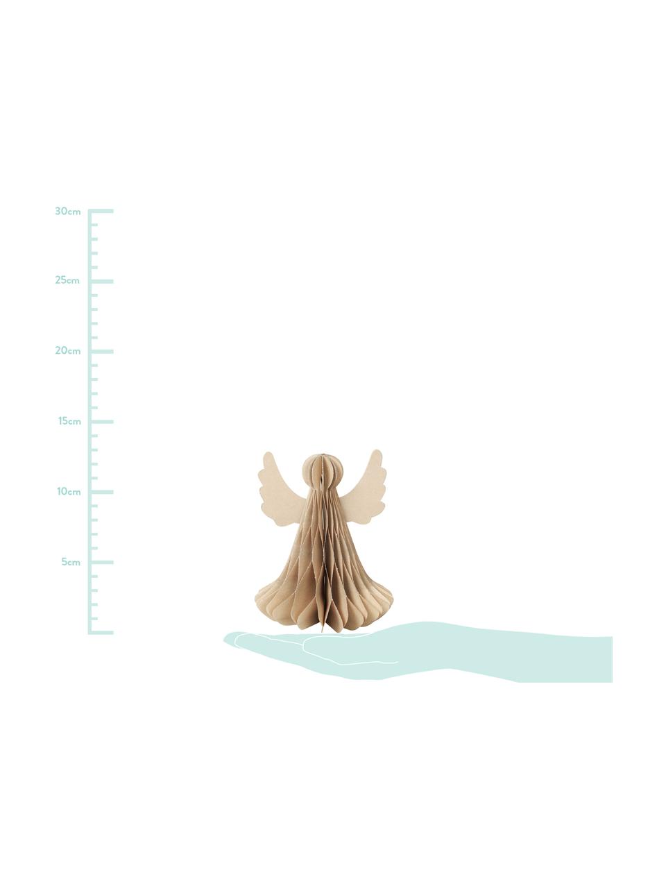 Decoratieve objecten Angel, 2 stuks, Papier, Beige, Ø 10 x H 13 cm