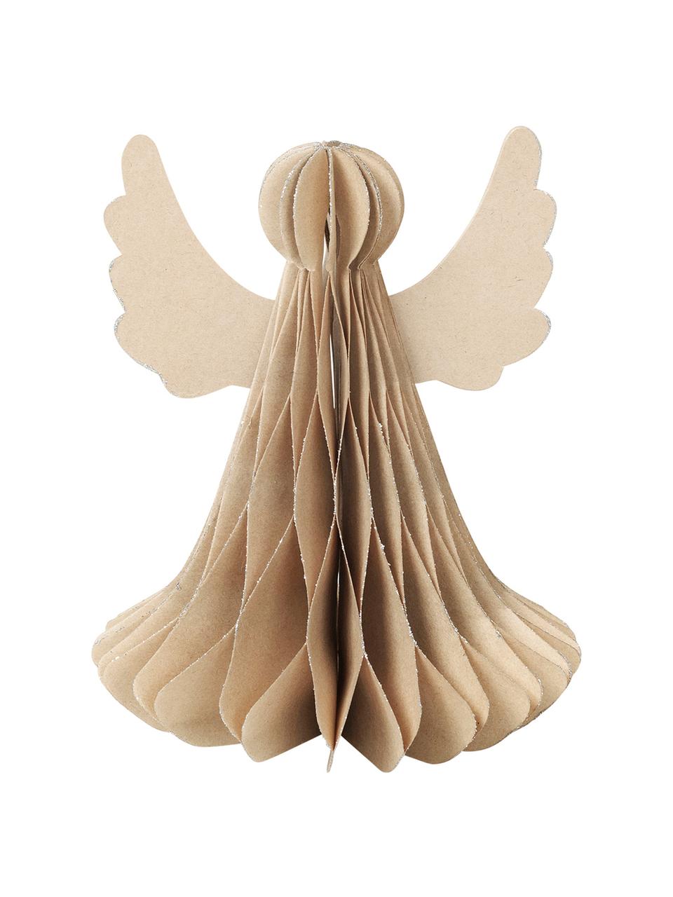 Deko-Objekte Angel, 2 Stück, Papier, Beige, Ø 10 x H 13 cm