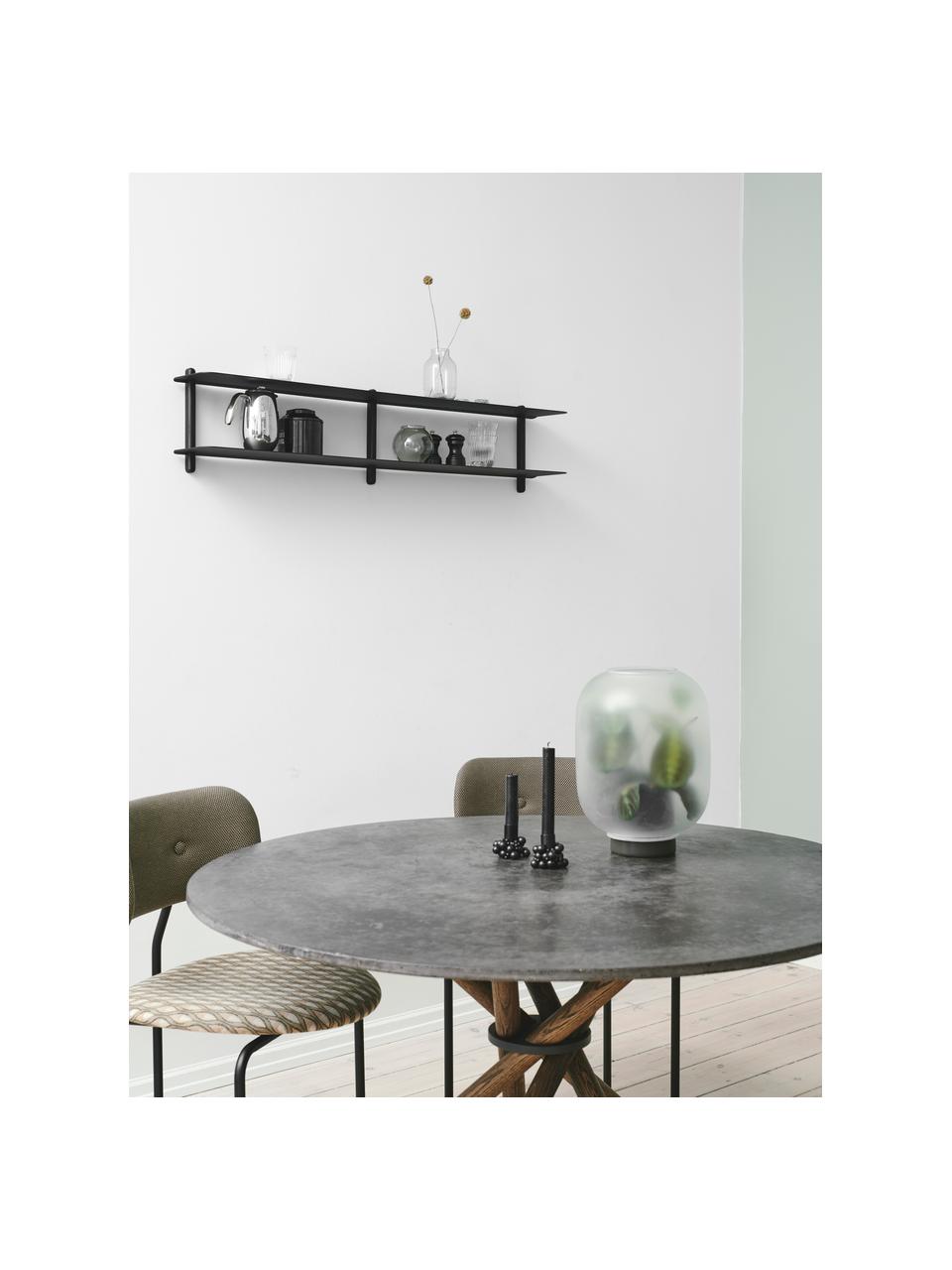 Estante de pared Nivo, Estantes: acero recubierto, Estructura: madera de fresno, Negro, An 118 x Al 25 cm