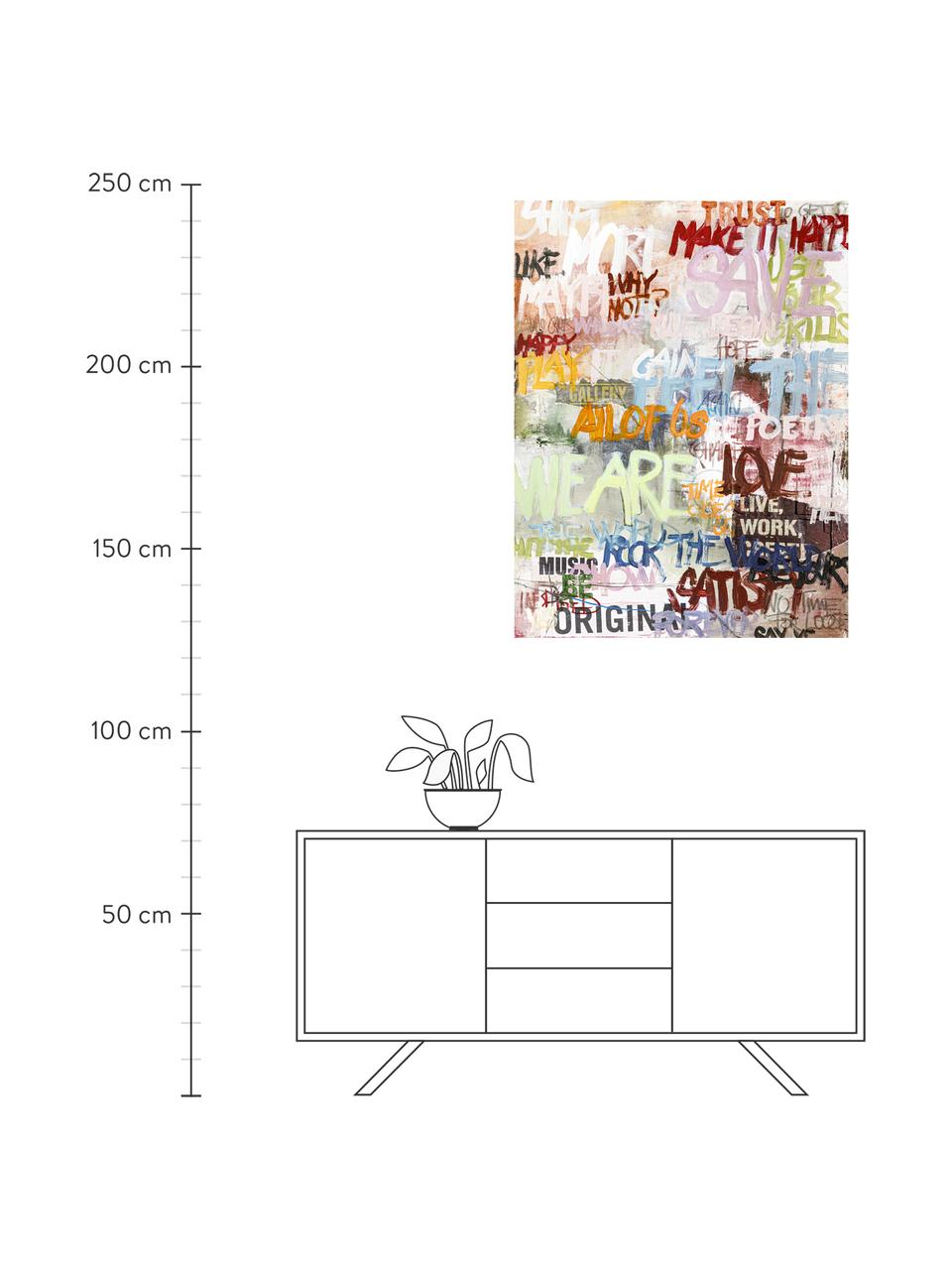 Geschilderd canvas Streetlife, Afbeelding: digitale print met olieve, Multicolour, B 90 x H 120 cm