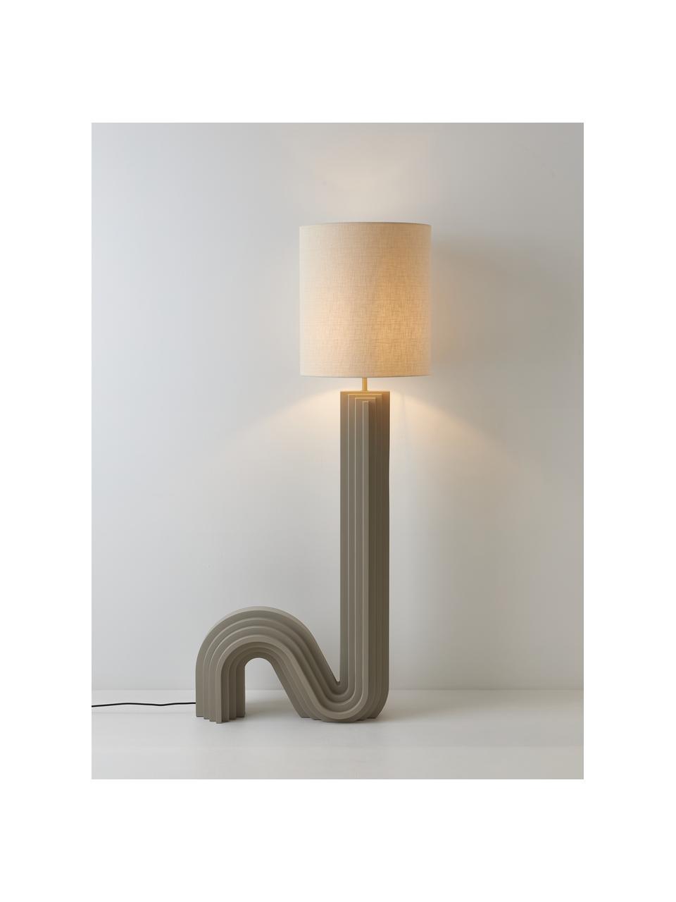 Design Stehlampe Luomo, Lampenschirm: Leinenstoff, Beige, Greige, H 153 cm