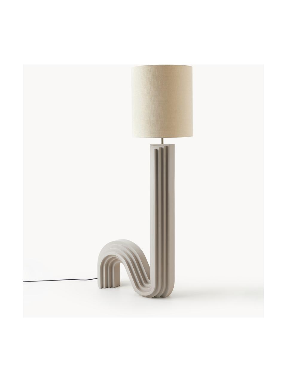 Design Stehlampe Luomo, Lampenschirm: Leinenstoff, Beige, Greige, H 153 cm