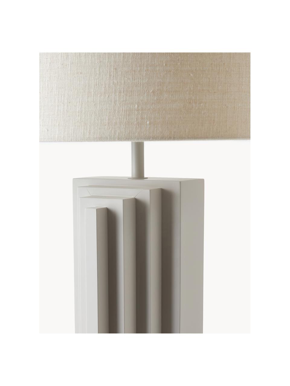 Lampada da terra di design Luomo, Paralume: tessuto di lino, Struttura: pannello di fibra di abet, Beige, greige, Alt. 153 cm