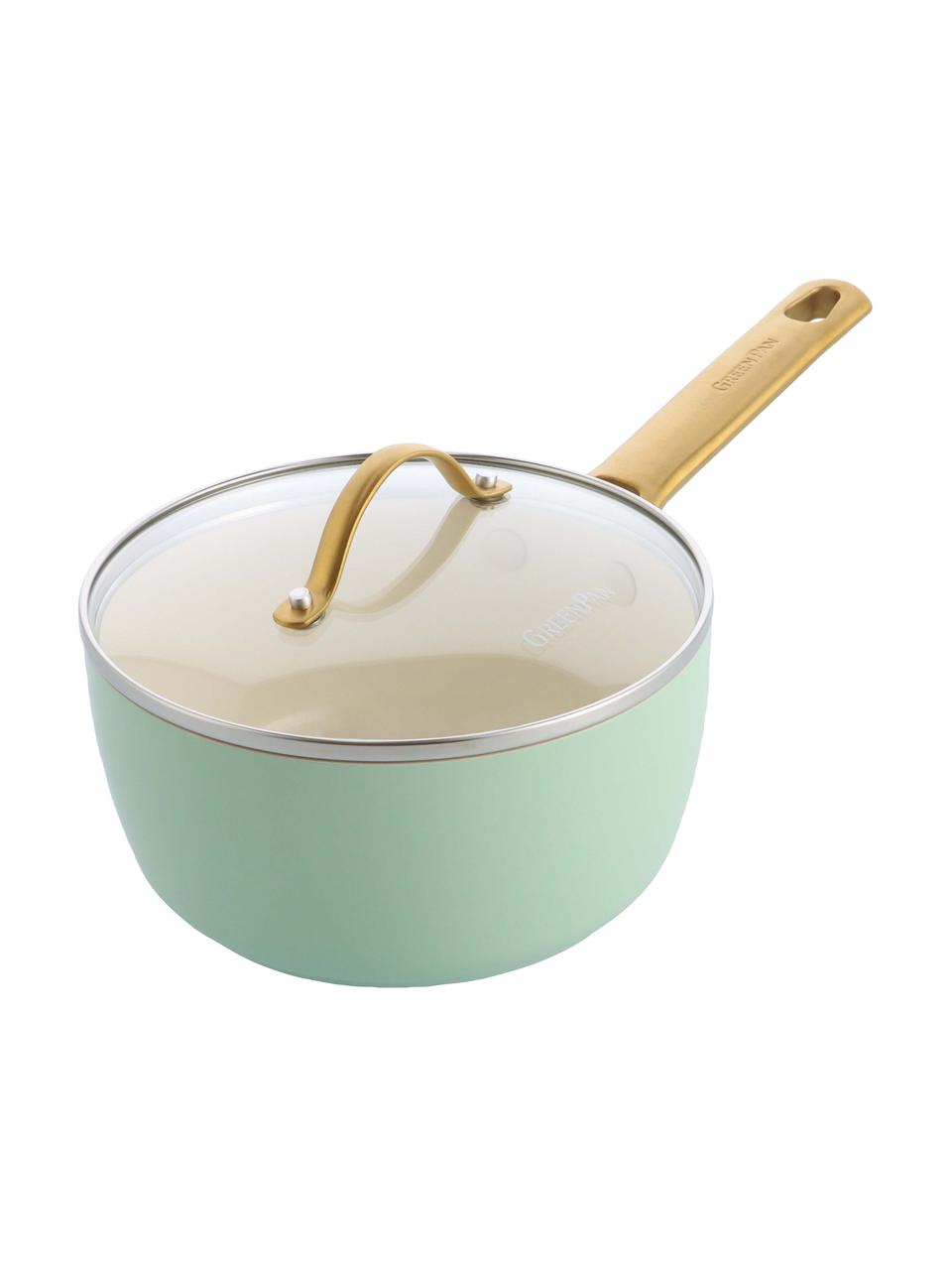 Set poêles et casseroles avec revêtement antiadhésif Padova, 10 élém., Vert menthe, couleur dorée, Lot de différentes tailles