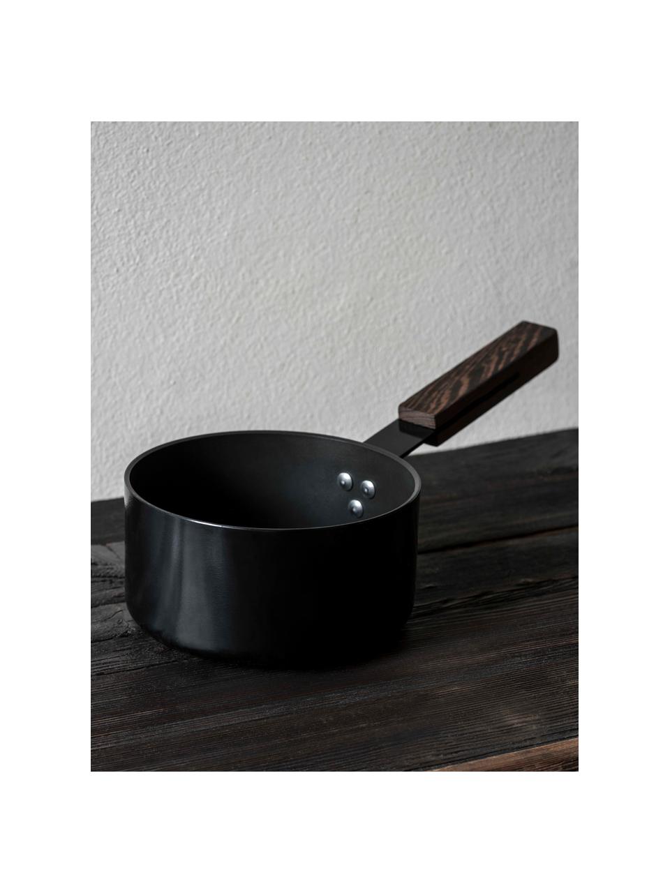 Casseruola con rivestimento antiaderente Black, Manico: legno wengè, Nero, legno scuro, Ø 16 x Alt. 10 cm