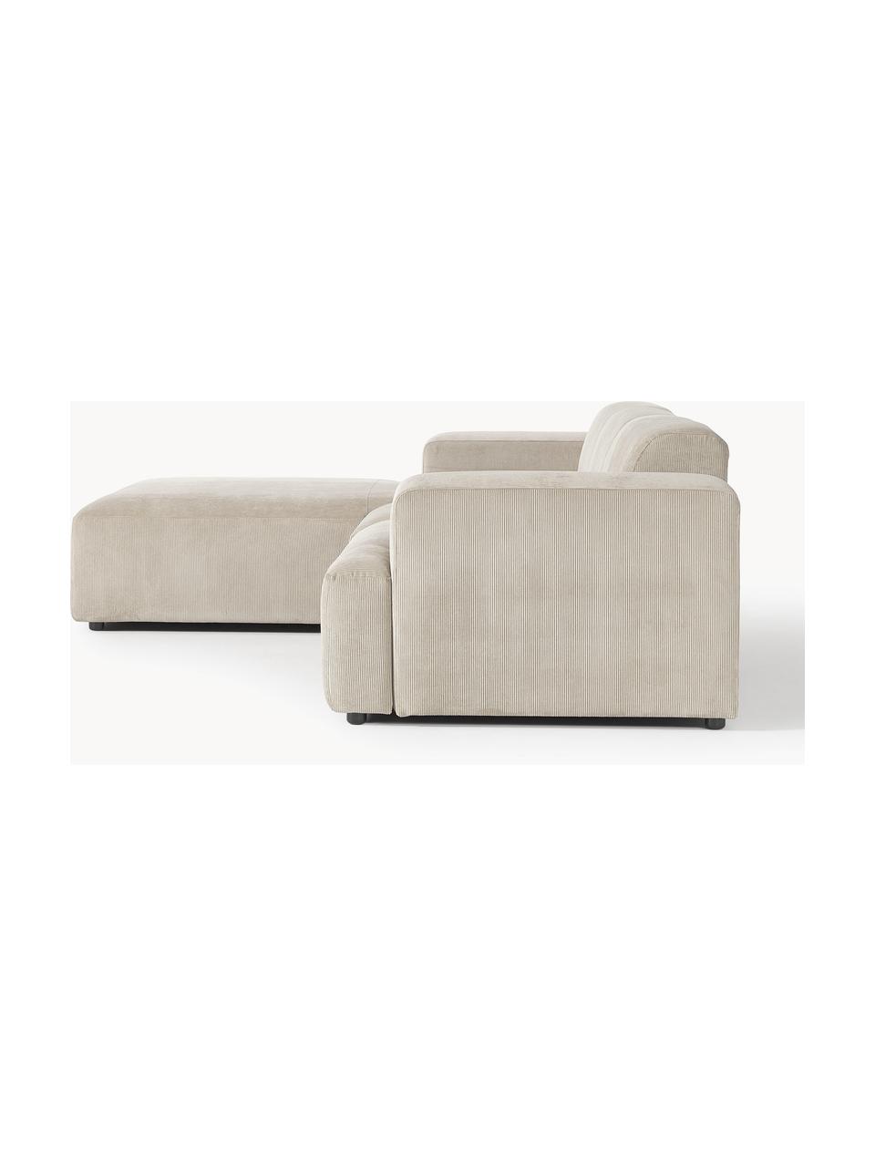 Cord-Ecksofa Melva (4-Sitzer), Bezug: Cord (92% Polyester, 8% P, Gestell: Massives Kiefernholz, Spa, Füße: Kunststoff Dieses Produkt, Cord Hellbeige, B 319 x T 195 cm, Eckteil links