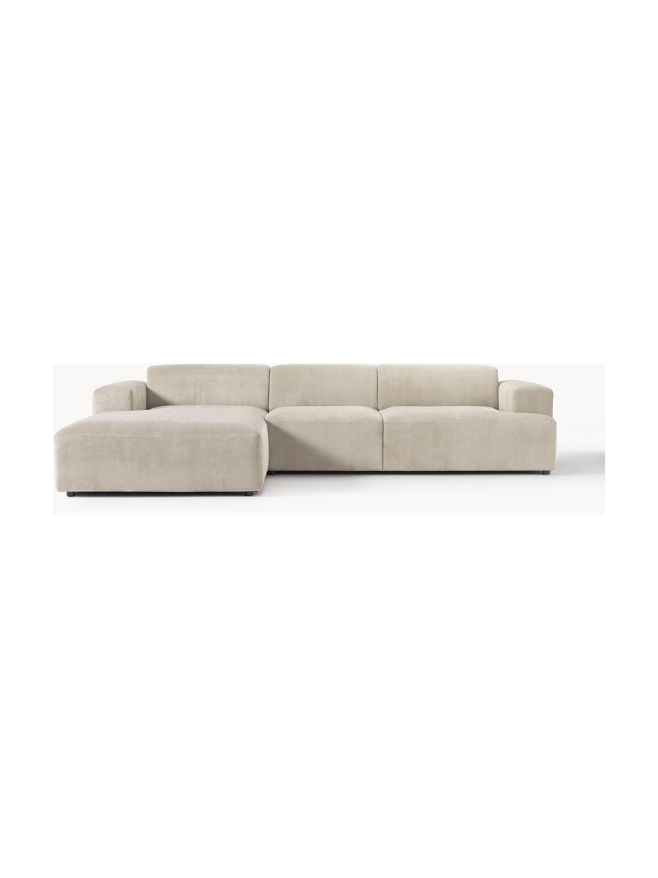 Cord-Ecksofa Melva (4-Sitzer), Bezug: Cord (92% Polyester, 8% P, Gestell: Massives Kiefernholz, Spa, Cord Hellbeige, B 319 x T 195 cm, Eckteil links