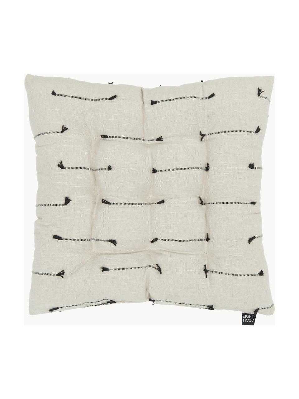 Coussin de chaise coton beige Arild, 100 % coton, Beige, noir, larg. 38 x long. 38 cm