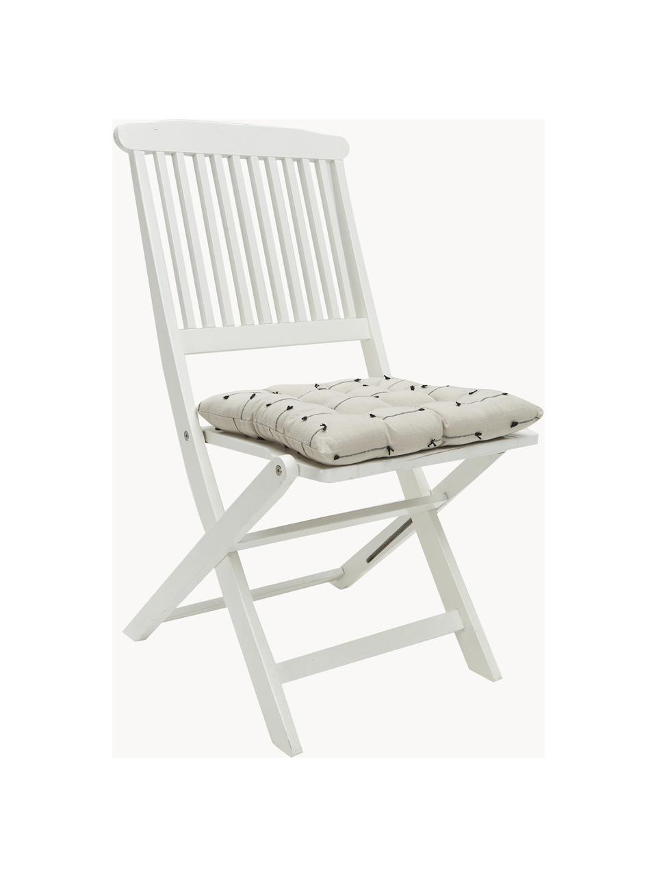 Cuscino sedia in cotone strutturato Arild, 100% cotone, Beige, nero, Larg. 38 x Lung. 38 cm