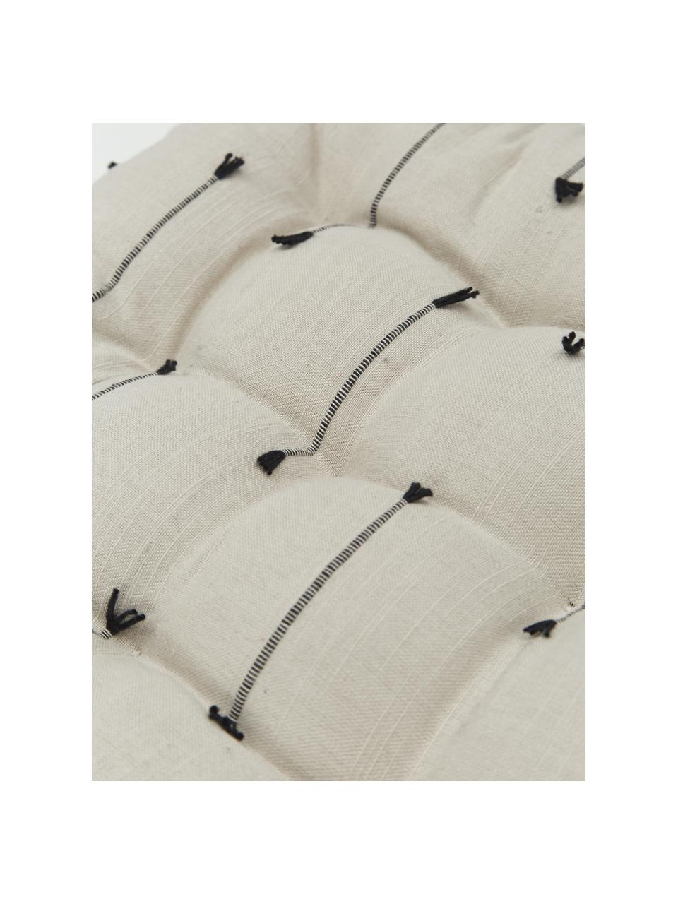 Coussin de chaise coton beige Arild, 100 % coton, Beige, noir, larg. 38 x long. 38 cm