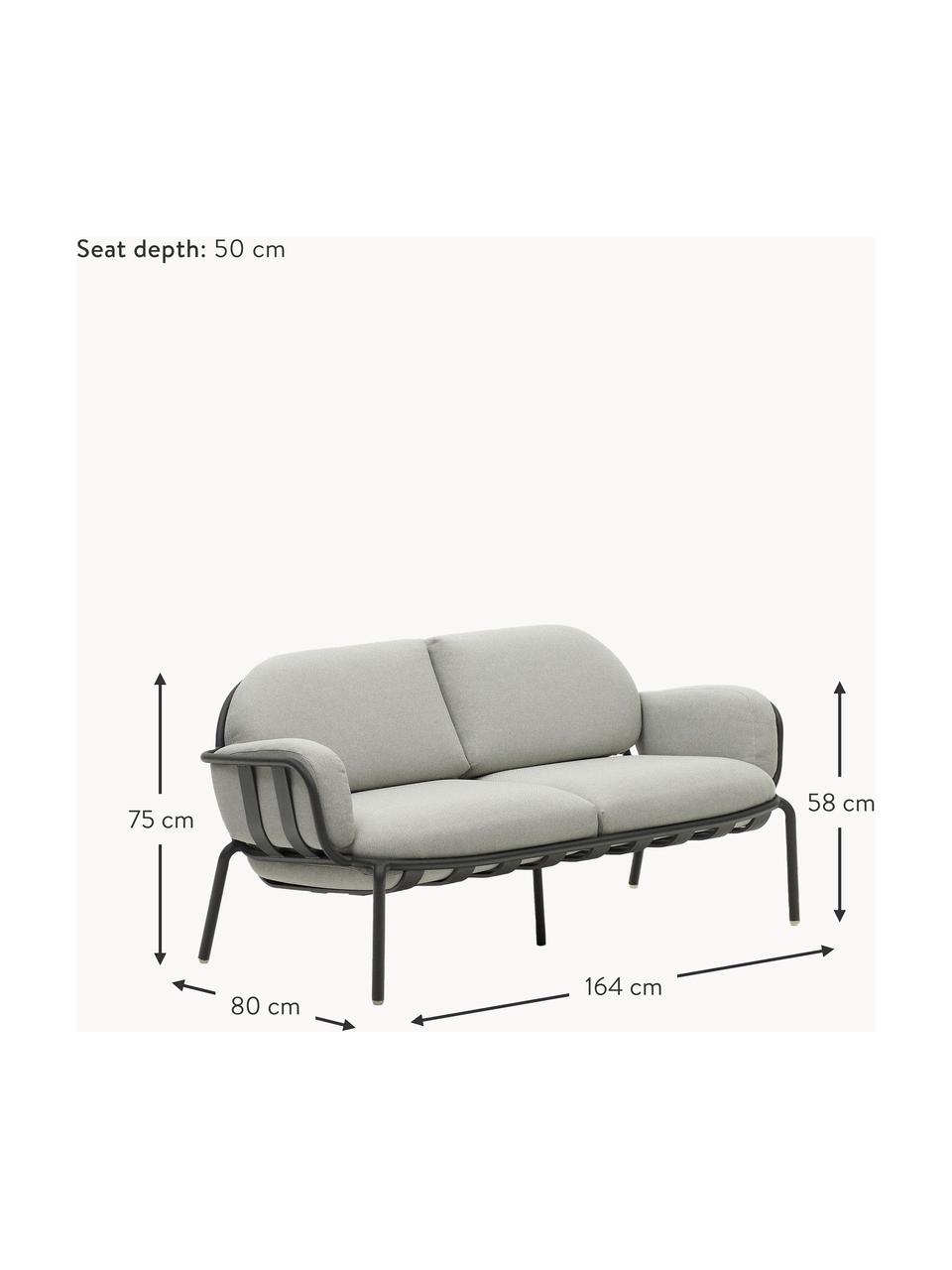 Sofá lounge para exterior Joncols (2 plazas), Tapizado: 100% poliéster Alta resis, Estructura: aluminio con pintura en p, Tejido gris claro, gris antracita, An 164 x F 80 cm