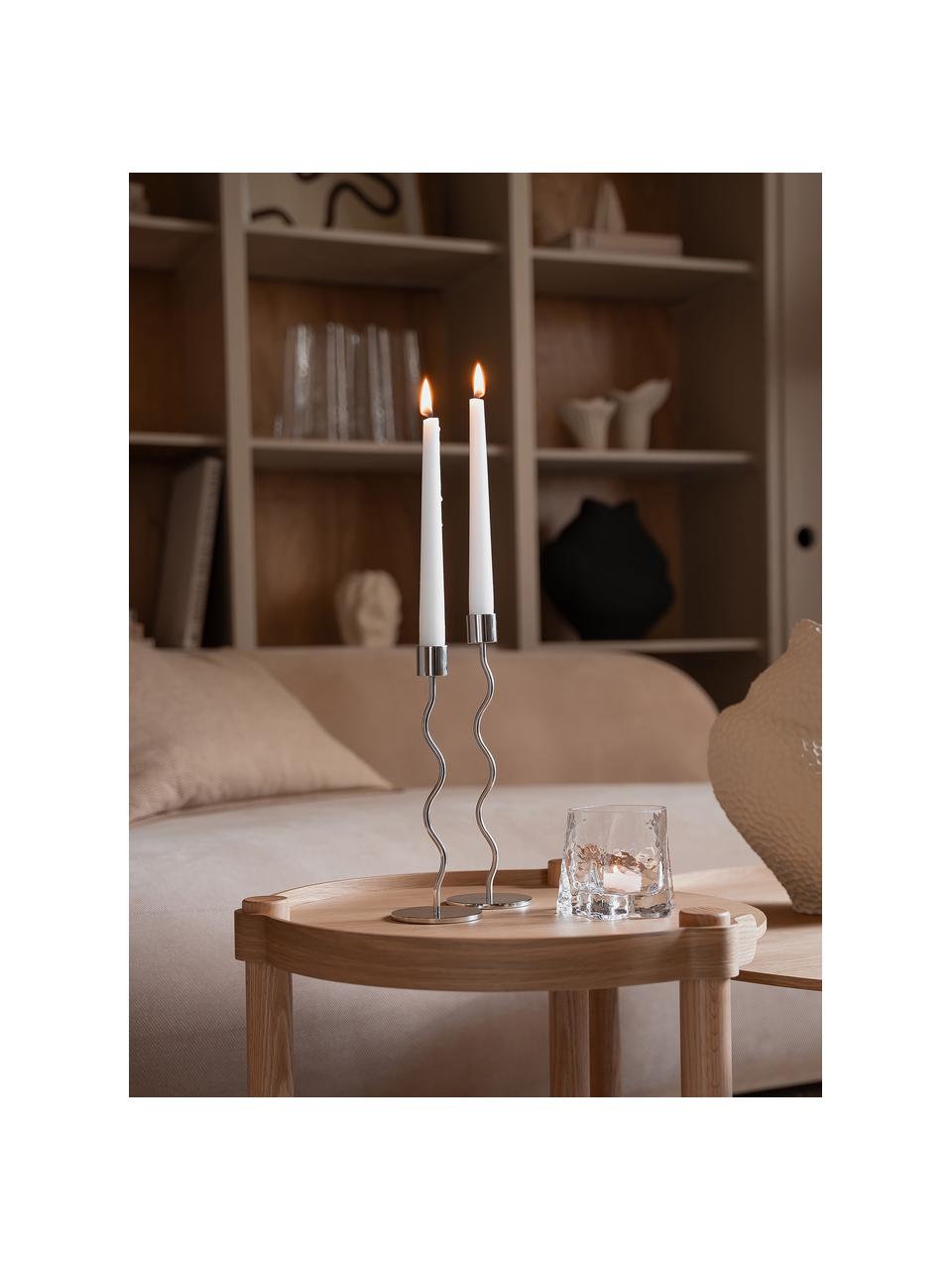 Candelabro Curved, 26 cm, Acero inoxidable con pintura en polvo, Plateado, Ø 8 x Al 26 cm