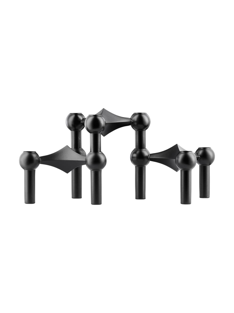 Set 3 candelabri Stoff Nagel, Metallo rivestito, Nero, Ø 10 x Alt. 7 cm ciascuno