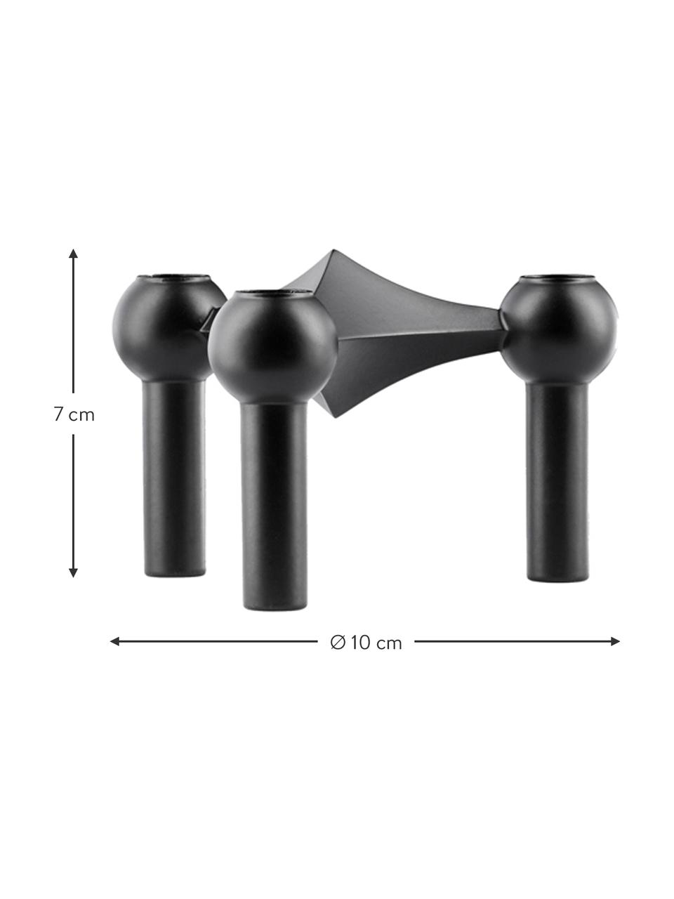 Candelabros Stoff Nagel, 3 uds., Metal recubierto, Negro, Cada uno Ø 10 x Al 7 cm