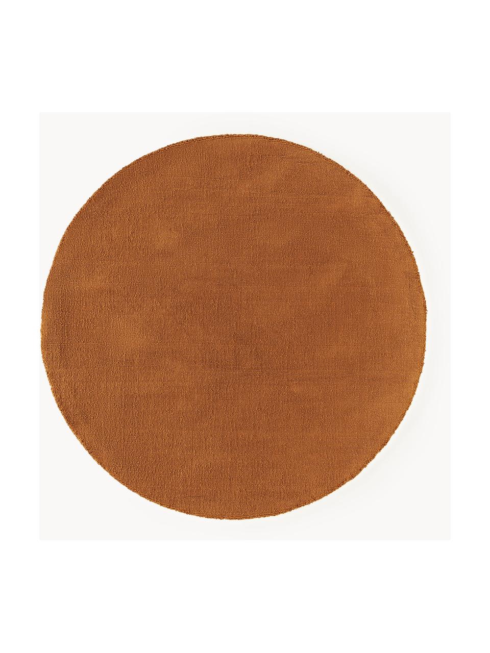 Tapis rond en coton tissé main Lora, Terracotta, Ø 120 cm (taille S)