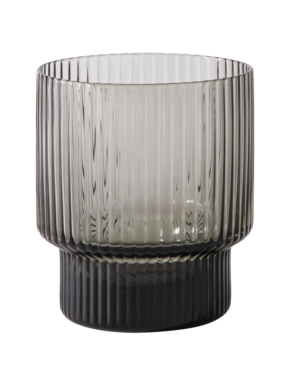 Vasos de vidrio soplado artesanalmente con relive Erskine, 4 uds., Vidrio soplado artesanalmente, Gris, Ø 8 x Al 10 cm, 350 ml