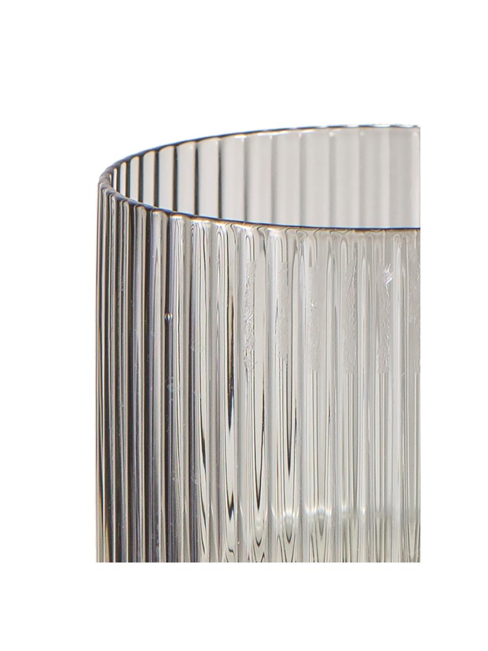 Mundgeblasene Wassergläser Erskine mit Rillenstruktur, 4 Stück, Glas, mundgeblasen, Grau, Ø 8 x H 10 cm, 350 ml