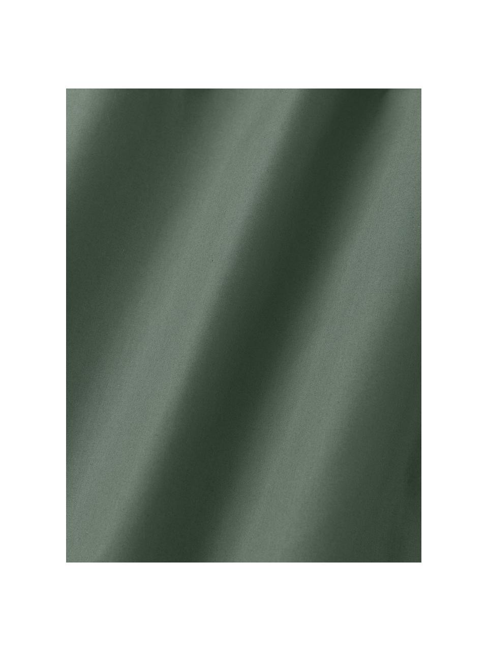 Sábana bajera de percal Elsie, Verde oscuro, Cama 180 cm (180 x 200 x 25 cm)