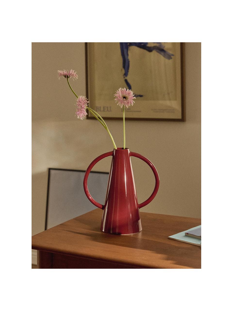 Design-Vase Frigya, H 31 cm, Steinzeug, Weinrot, B 29 x H 31 cm