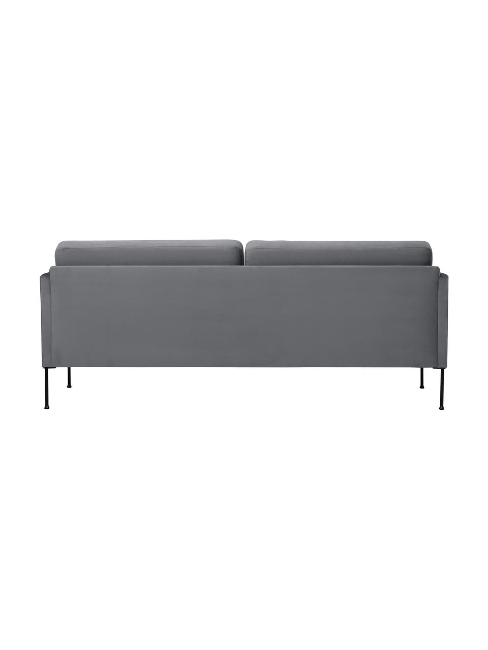 Fluwelen bank Fluente (3-zits) met metalen poten, Bekleding: fluweel (hoogwaardig poly, Frame: massief grenenhout, FSC-g, Poten: gelakt metaal, Fluweel donkergrijs, B 196 x D 85 cm